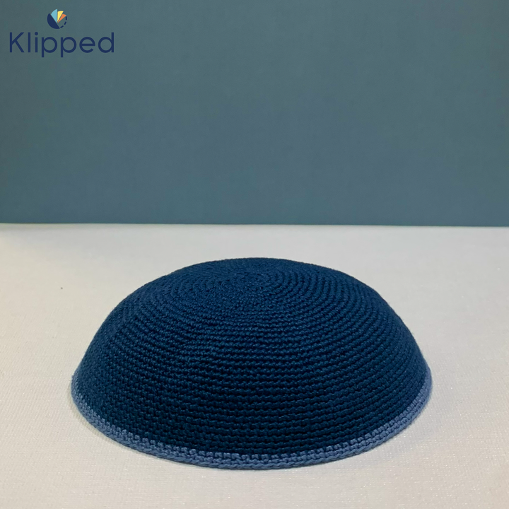 Blue with Light Blue rim Knit Kippah