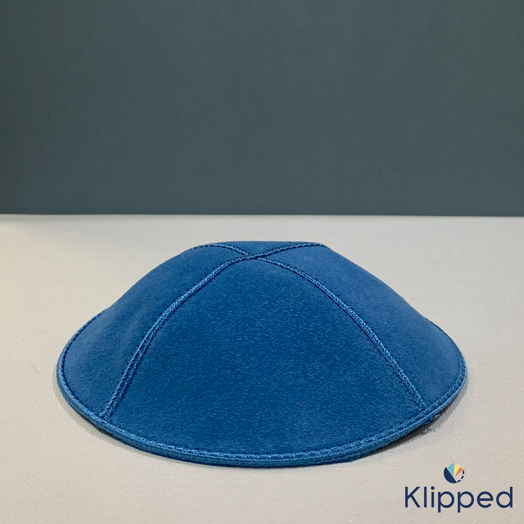 Wedge Blue Suede Kippah