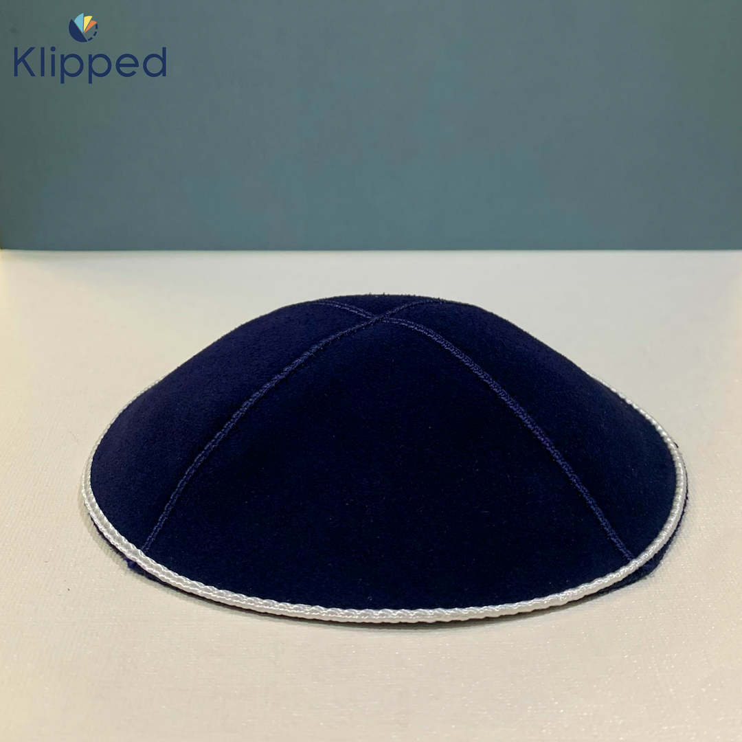 Navy with White rim Suede Kippah