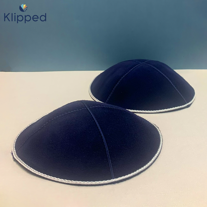 Navy with White rim Suede Kippah