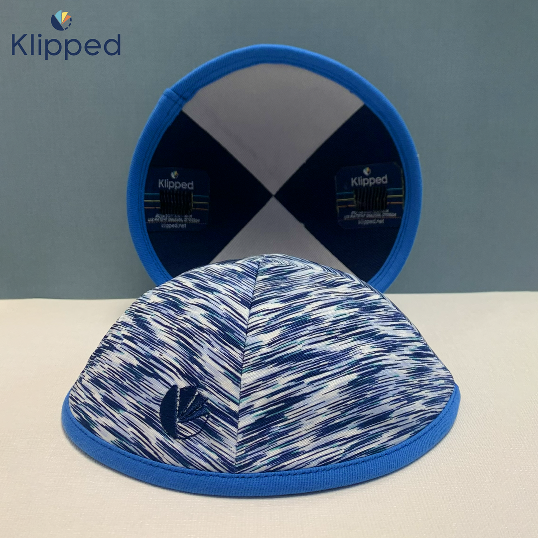 Navy Mayim with Blue Rim Kippah