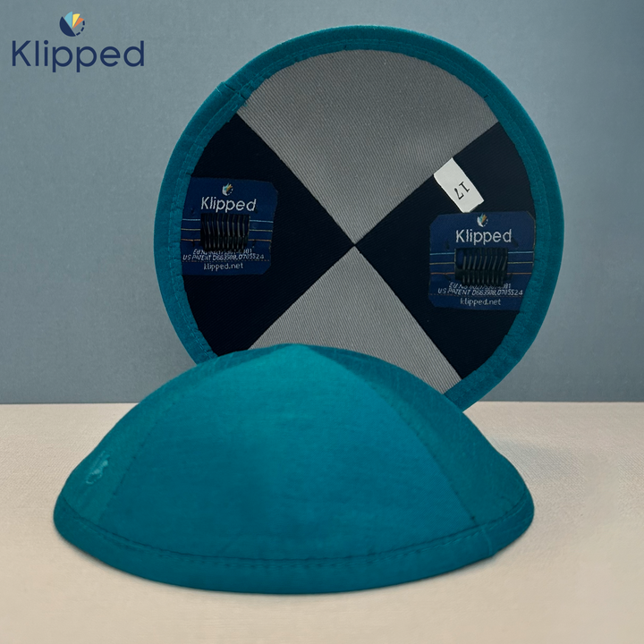 Emerald Green Raw Silk Kippah with Rim
