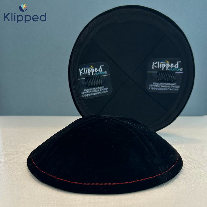 Black Velvet with Red Stitching