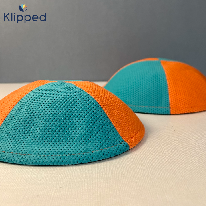 Orange and Dolphin Blue two pannels Mirco Mesh