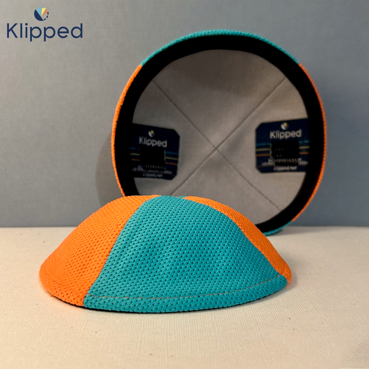 Orange and Dolphin Blue two pannels Mirco Mesh