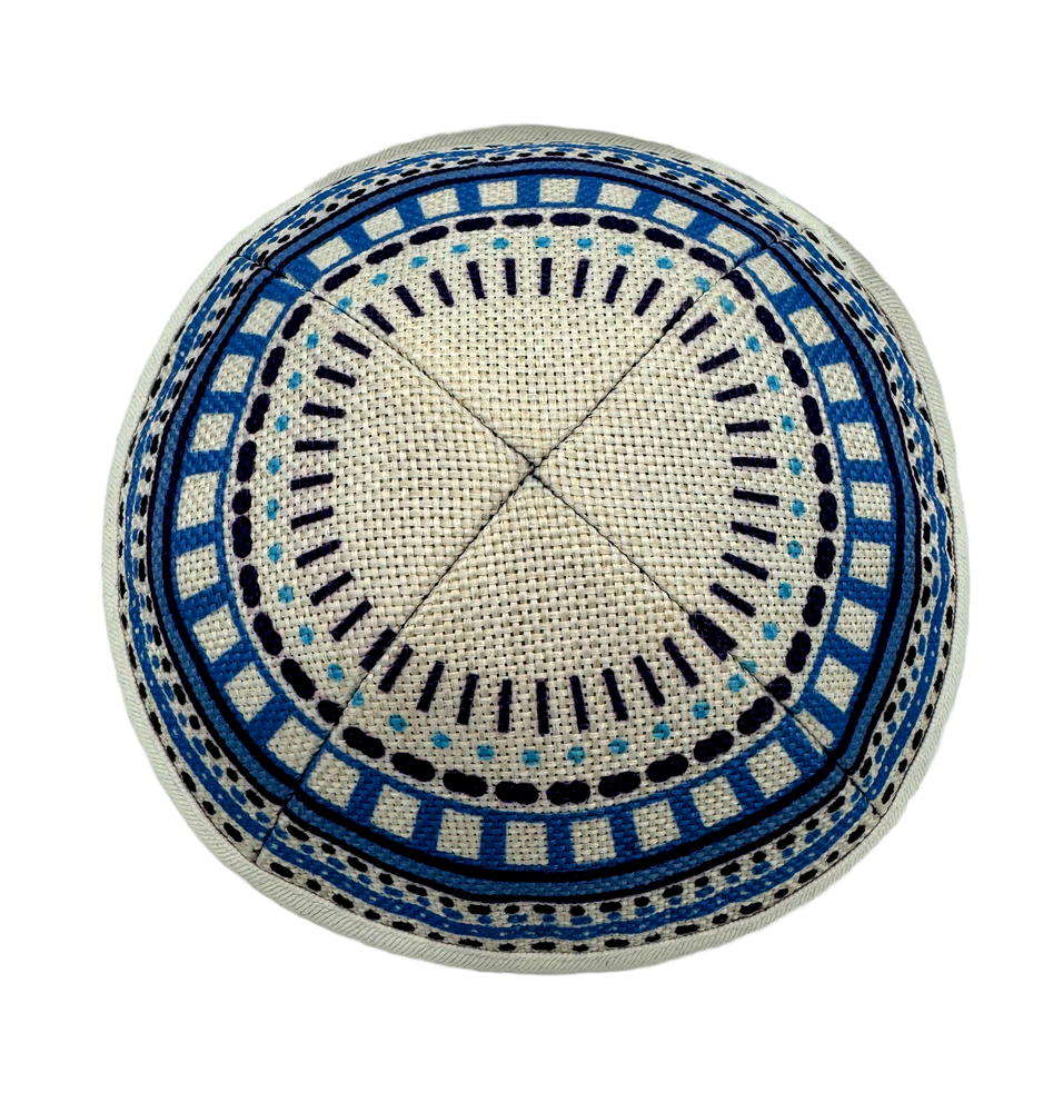 Burlap (Blue, Navy & White details) with Rim