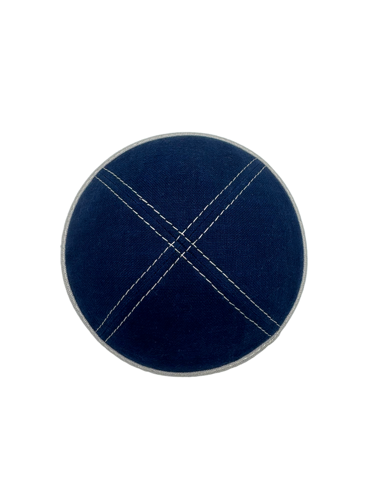 Navy & Gray Linen with Rim