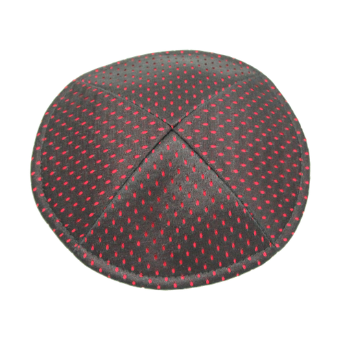 Black With Red Underlay Mesh Kippah with Clip | Klipped Kippahs