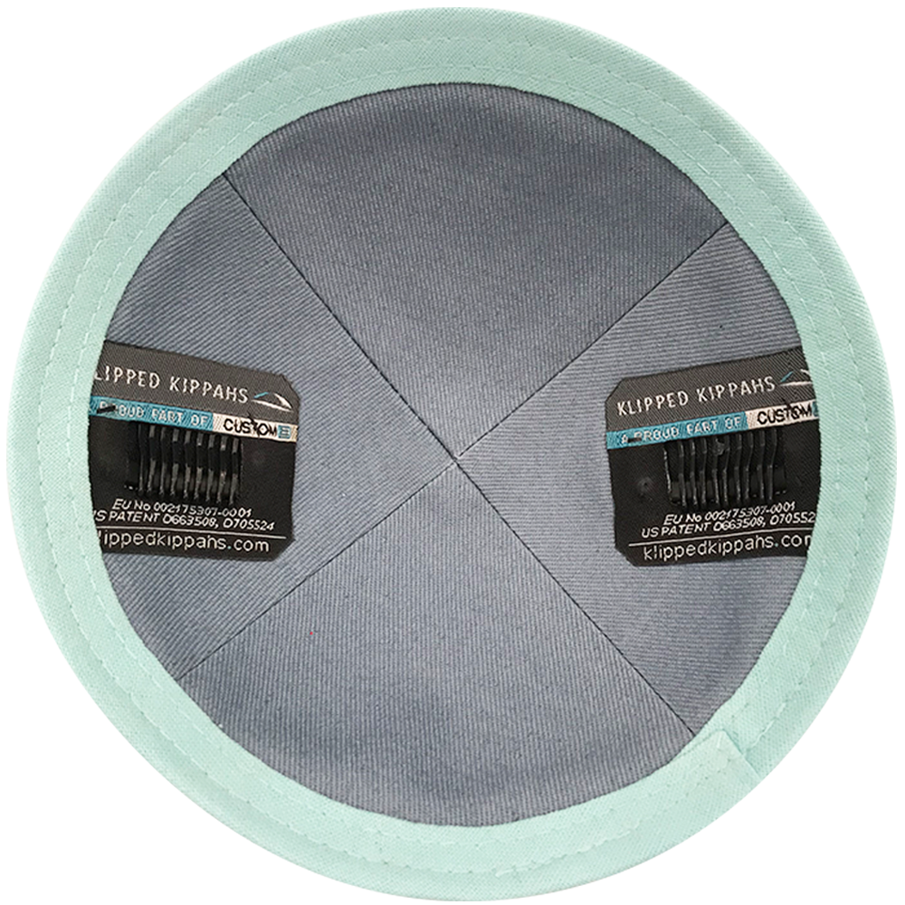 Inside Baby Blue Linen Kippah with Clip | Kippah & Yarmulks | Klipped Kippahs