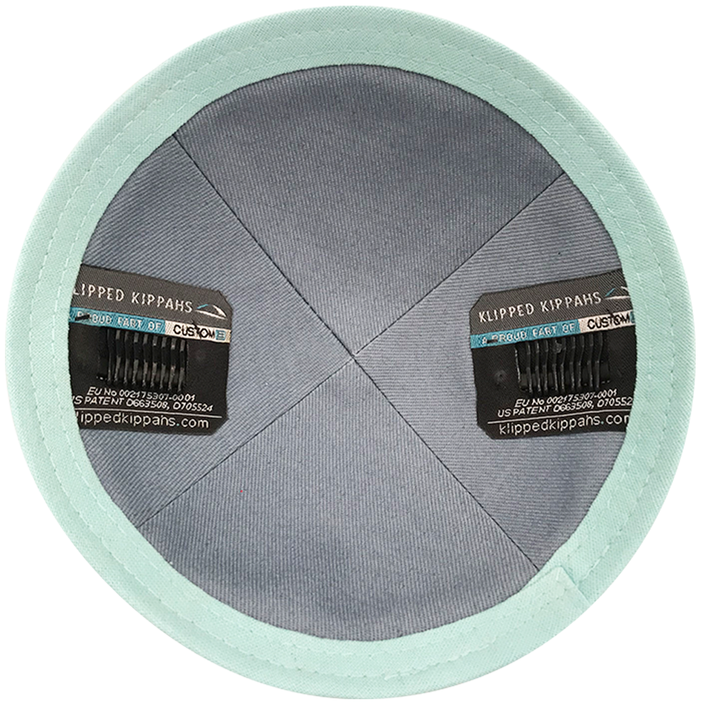 Inside Baby Blue Linen Kippah with Clip | Kippah & Yarmulks | Klipped Kippahs