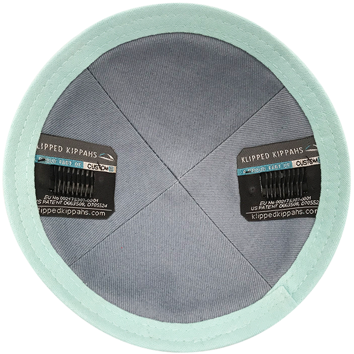 Inside Baby Blue Linen Kippah with Clip | Kippah & Yarmulks | Klipped Kippahs