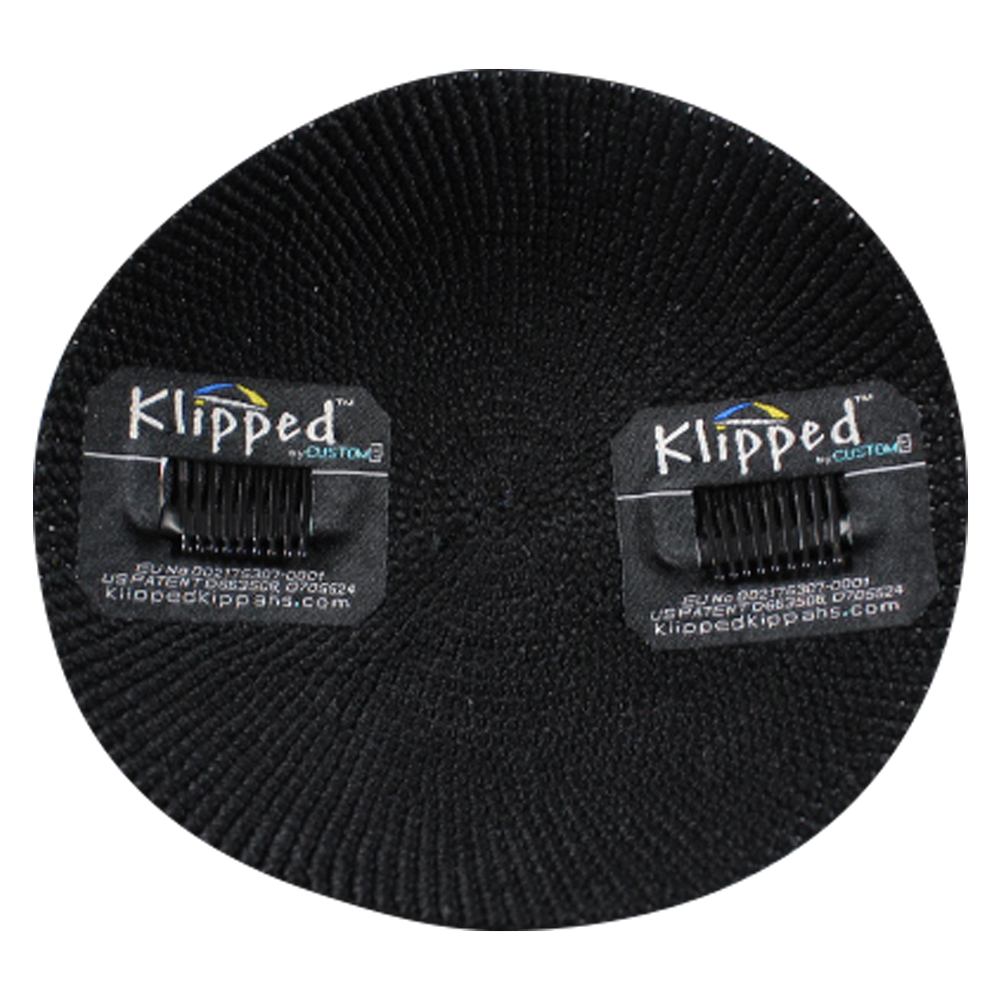 Inside Black Knit Kippah with Clips | Kippahs & Yarmulkes | Klipped Kippahs