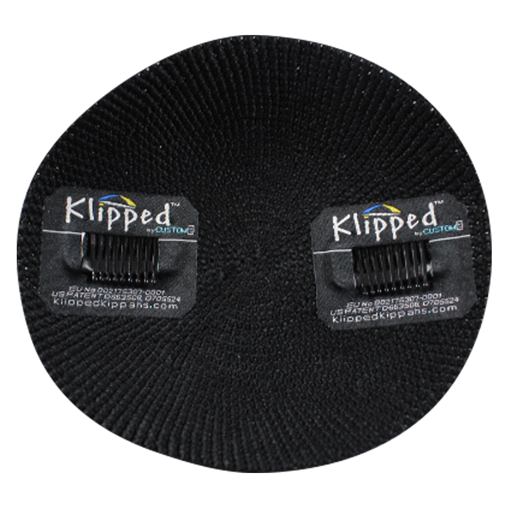 Inside Black Knit Kippah with Clips | Kippahs & Yarmulkes | Klipped Kippahs