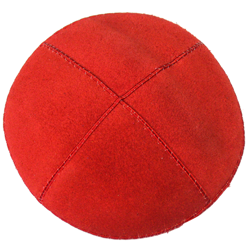 Red Suede Kippah with Clips | Kippahs & Yarmulkes | Klipped Kippahs