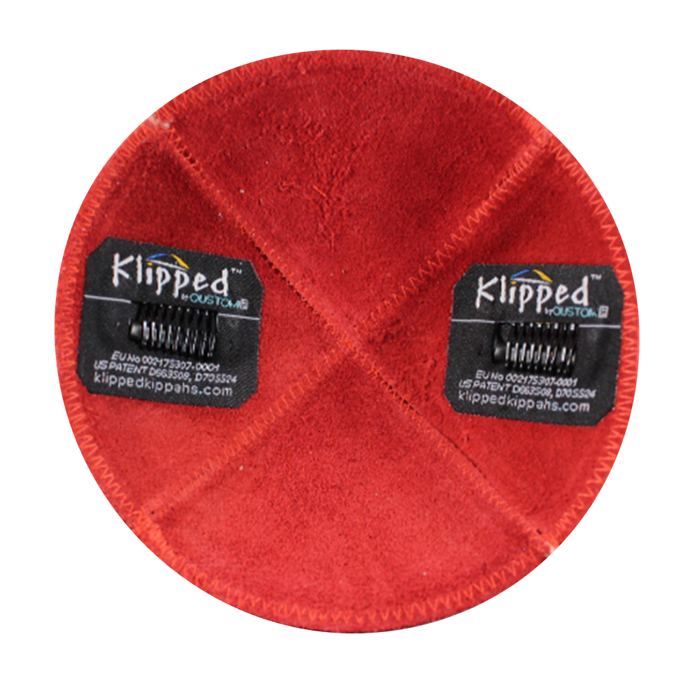 Inside Red Orange Suede Kippah | Kippahs & Yarmulkes | Klipped Kippahs