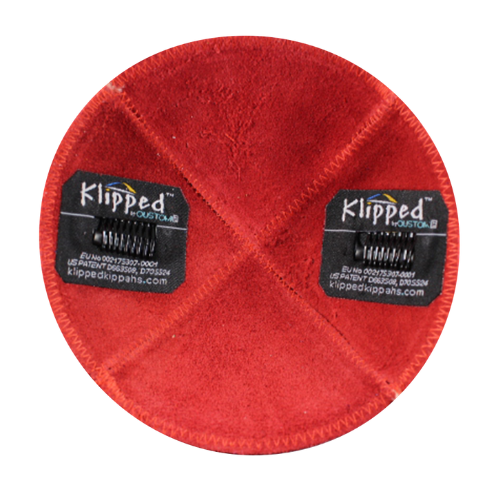 Inside Red Suede Kippah with Clips | Kippahs & Yarmulkes | Klipped Kippahs