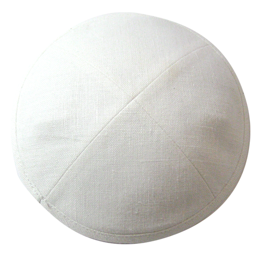 Linen White Kippah with Clip | Kippah & Yarmulks | Klipped Kippahs